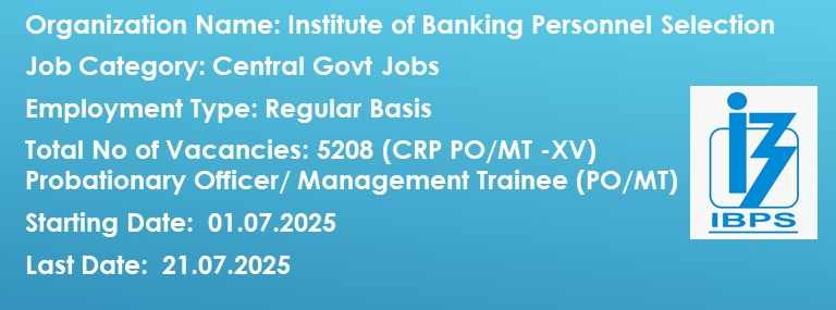 IBPS PO/MT Recruitment 2025 Post Apply Now